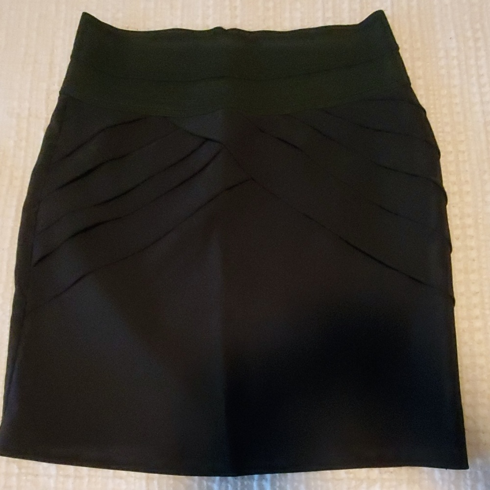 Fitted, black mini skirt